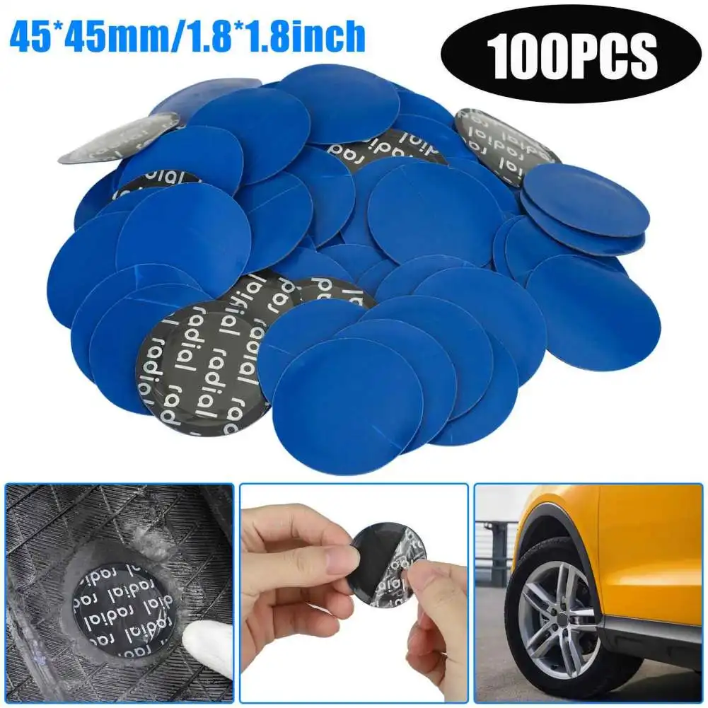 100PCS 45mm Round Quick Self-Adhesive Cold Patch Film Drying Rubber Car Inner Tube Vacuum Tire Patch With Glue Free Tire Patch