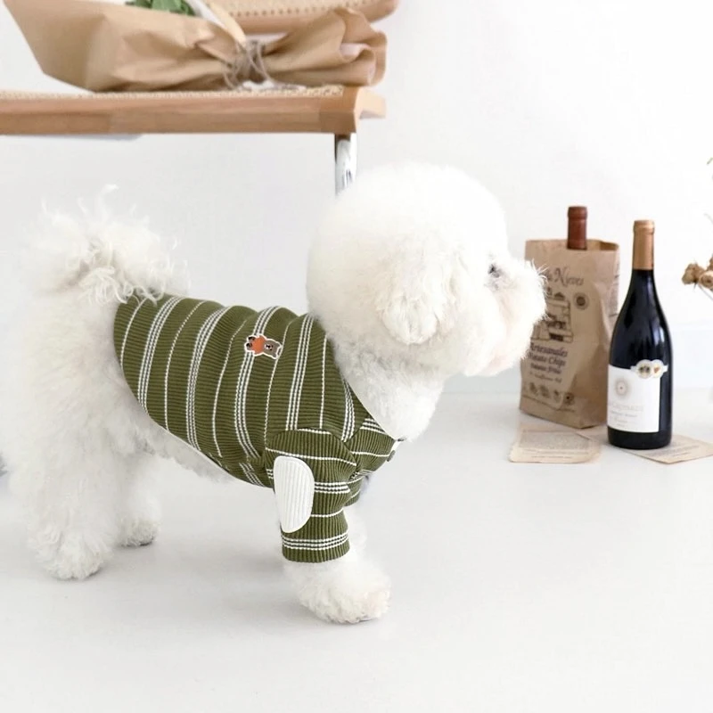 Teddy Bottoming Shirt Yorkshire Warm Winter Clothing Marcus Striped Tank Top Soft Pullover Classic Dog Clothes