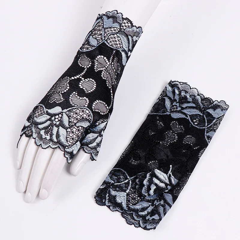 Gloves Women Half Finger Lace Thin Breathable Multicolor UV Protection Scar Cover Riding Driving Wedding Lightweight Free Size