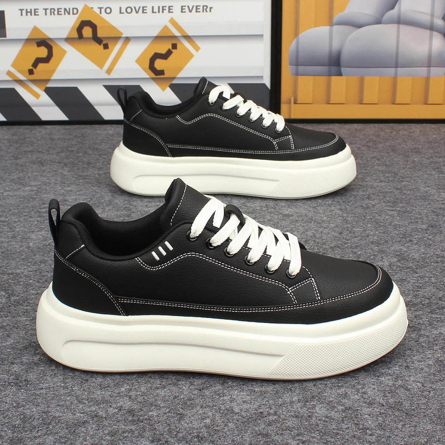 Neu eingetroffene Herren-Sneaker aus PU-Leder, bequeme Wanderschuhe, Freizeitschuhe, modische Herren-Tennisschuhe, Skateboard-Schuhe – Detail 5