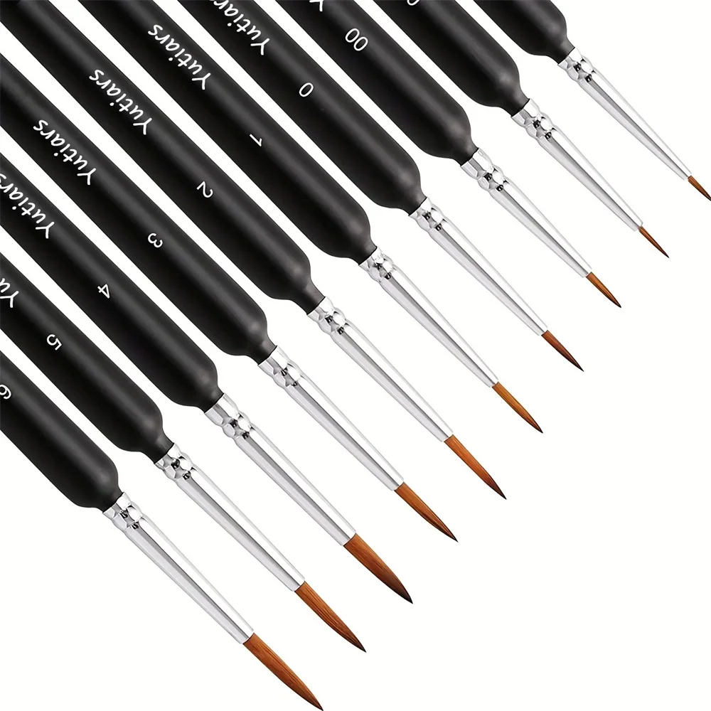 10pcs Miniature Paint Brushes, Detail Fine Tip Paint Brushes Set With Ergonomic Handle - Suitable For Acrylic Painting, Oil, Wat