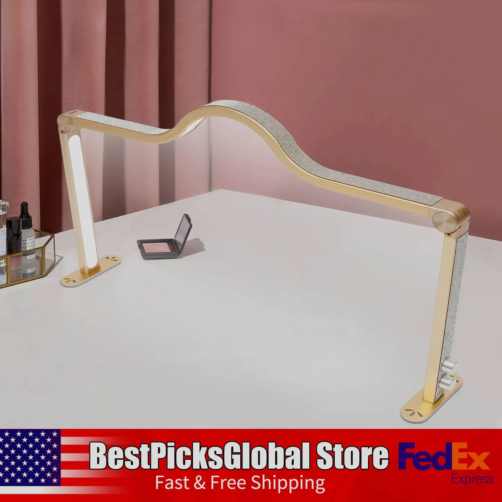 

48W Half-Moon Light, PDT Lamp Skin Light Therapy for Nail Art, 3360LM, Desk Lamp with Stable Base for Beauty, Tattoo