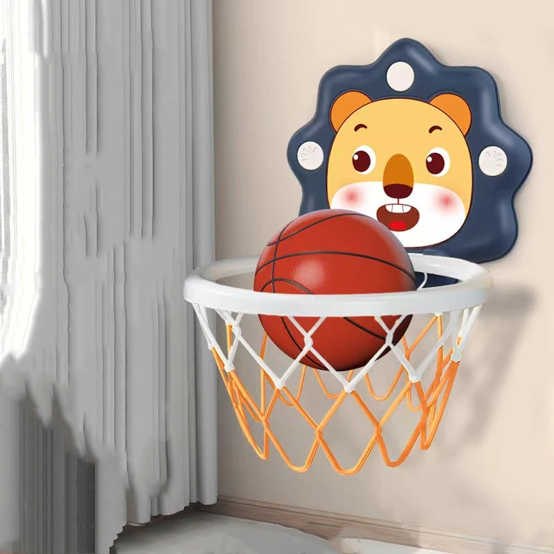Mini obręcz do koszykówki z pompką do piłki Sporty halowe Bramka Gra Otwór Dinozaur Lew Tablice do koszykówki Dzieci Chłopiec Prezent