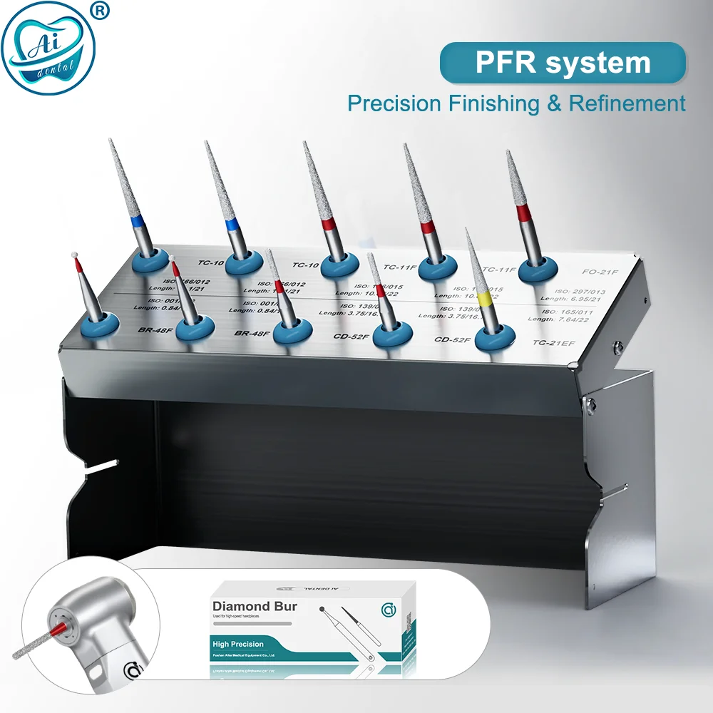 Dental PFR System Diamond Burs Kit 1.6mm Dia Fine & Extra-Fine FG Drills Tooth Margin Polishing for High Speed Handpiece
