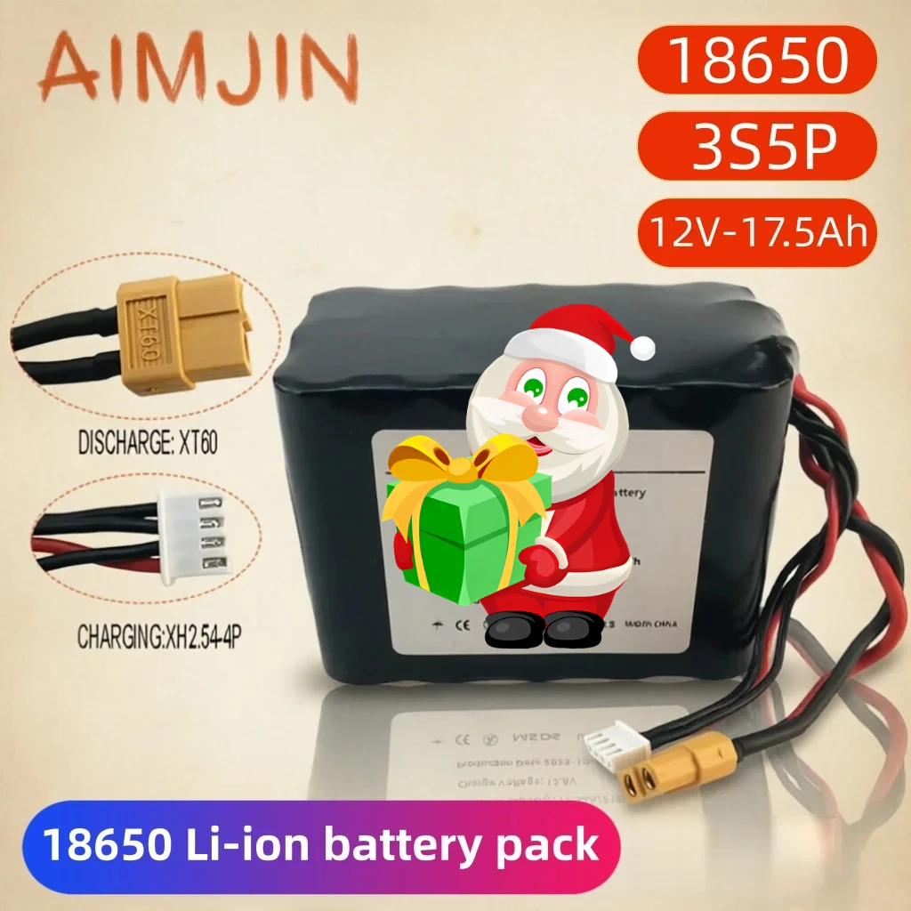 

3S5P 12V for Various RC Airplane Quadrotor 17.5Ah 12.6V High Capacity UAV Rechargeable Li-ion Battery XH2.54-4P XT60