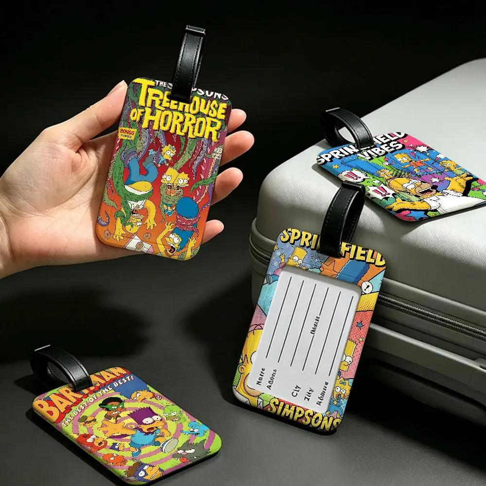 Animation T-The S-Simpsons Anti lost Travel Luggage Tag PVC ID Information Card Holder Baggage Name Label For Outdoor Trip