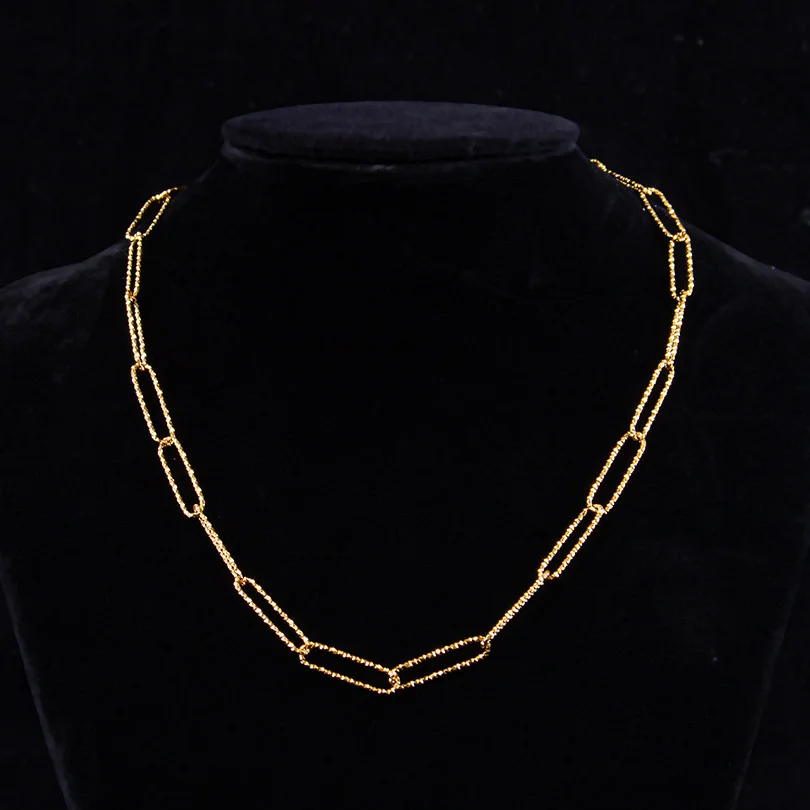 1/5/10pcs New Long Oval Hollow Out Geometry Chain Necklaces For Women Men Accessories 40+5cm Stainless Steel Necklace Jewelry