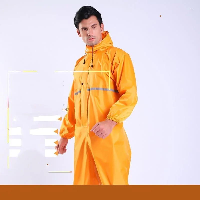 Coveralls for Men with Hood Waterproof Raincoat Fluorescent Strip Work Uniform Protective Clothing Paint Spray Safety Suits