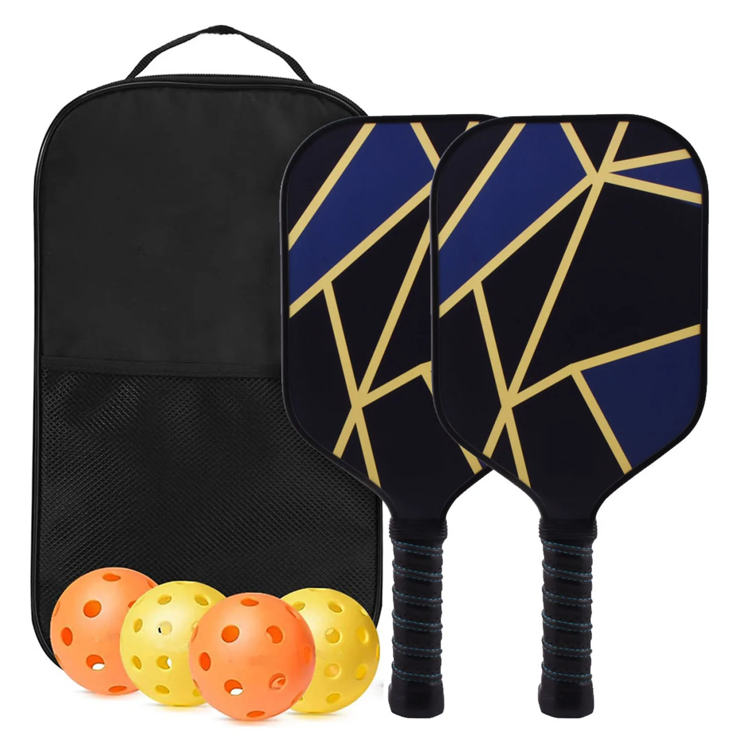 2 pagaie e 4 palline Set PP a nido d'ape in fibra di carbonio aramide Pickleball Paddle Holiday Family Outdoor Sports Squash Ball racchetta