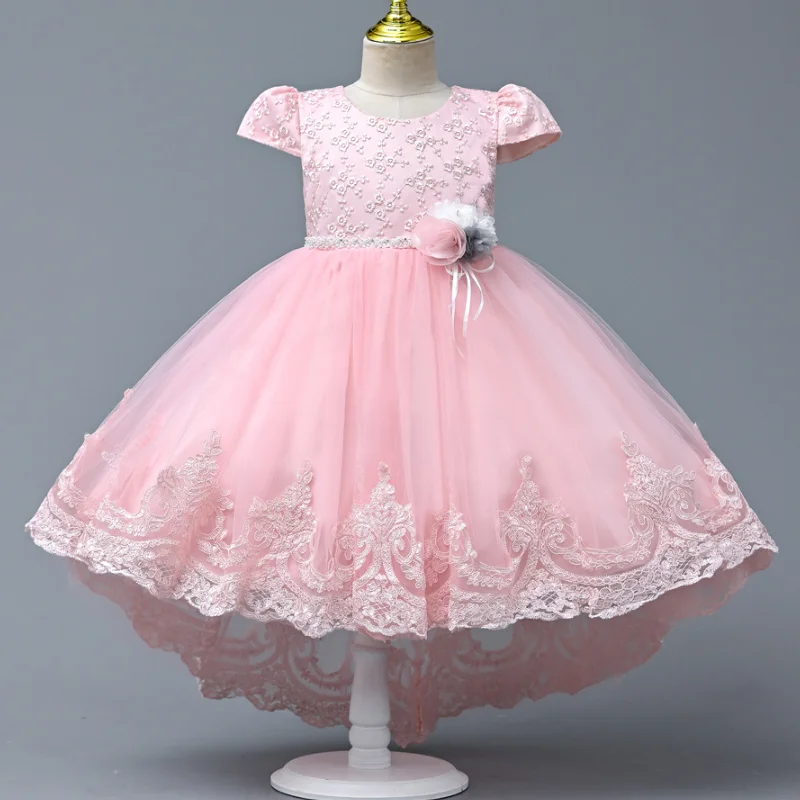 Girls Summer New Decal Mesh Fluffy Skirt School Stage Drama Performance Dress Wedding Flower Girl Dress for 3-8 Years