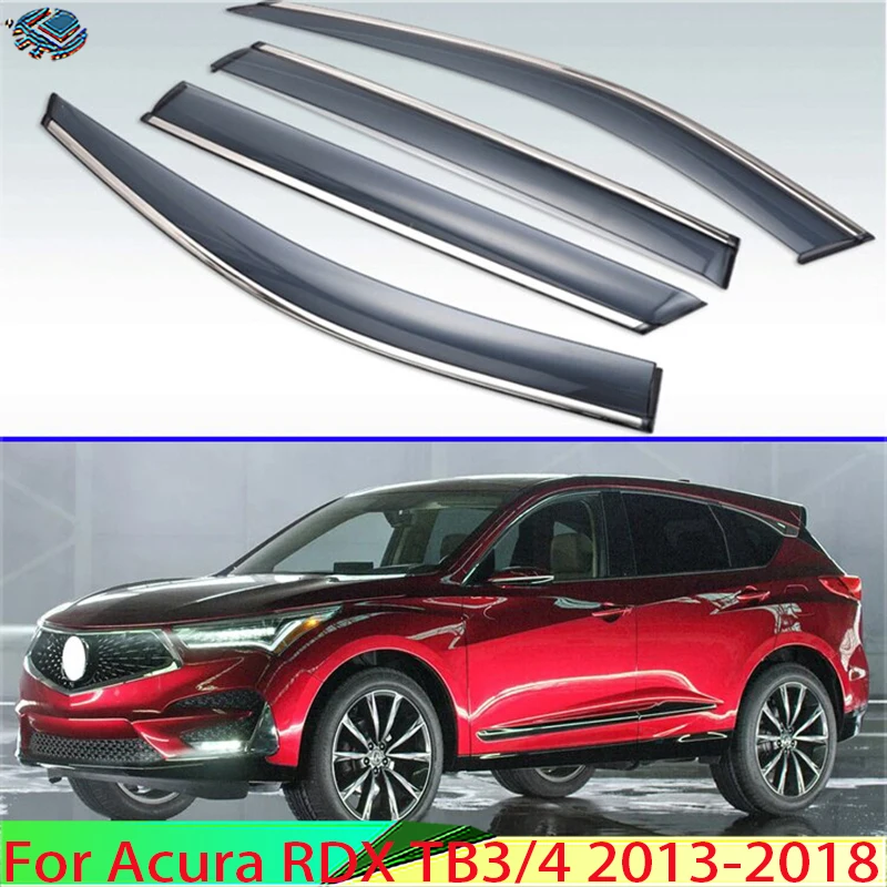 For Acura RDX TB3/4 2013-2018 Plastic Exterior Visor Vent Shades Window Sun Rain Guard Deflector 4pcs 2014 2015 2016 2017