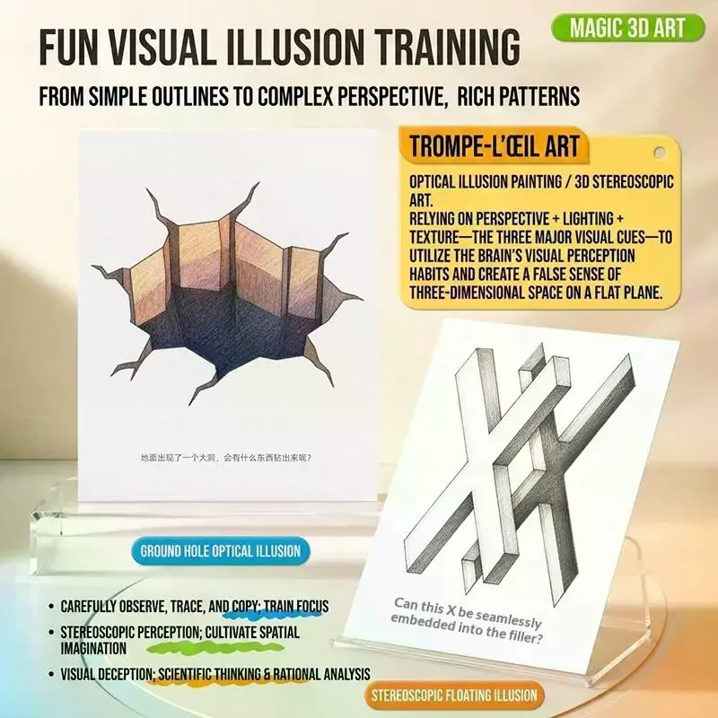 1/3Pcs Magic 3D Stereo Drawing Pad Kids Educational Doodle Sketchbook Graffiti Painting Notebook Children Art Creativity Books