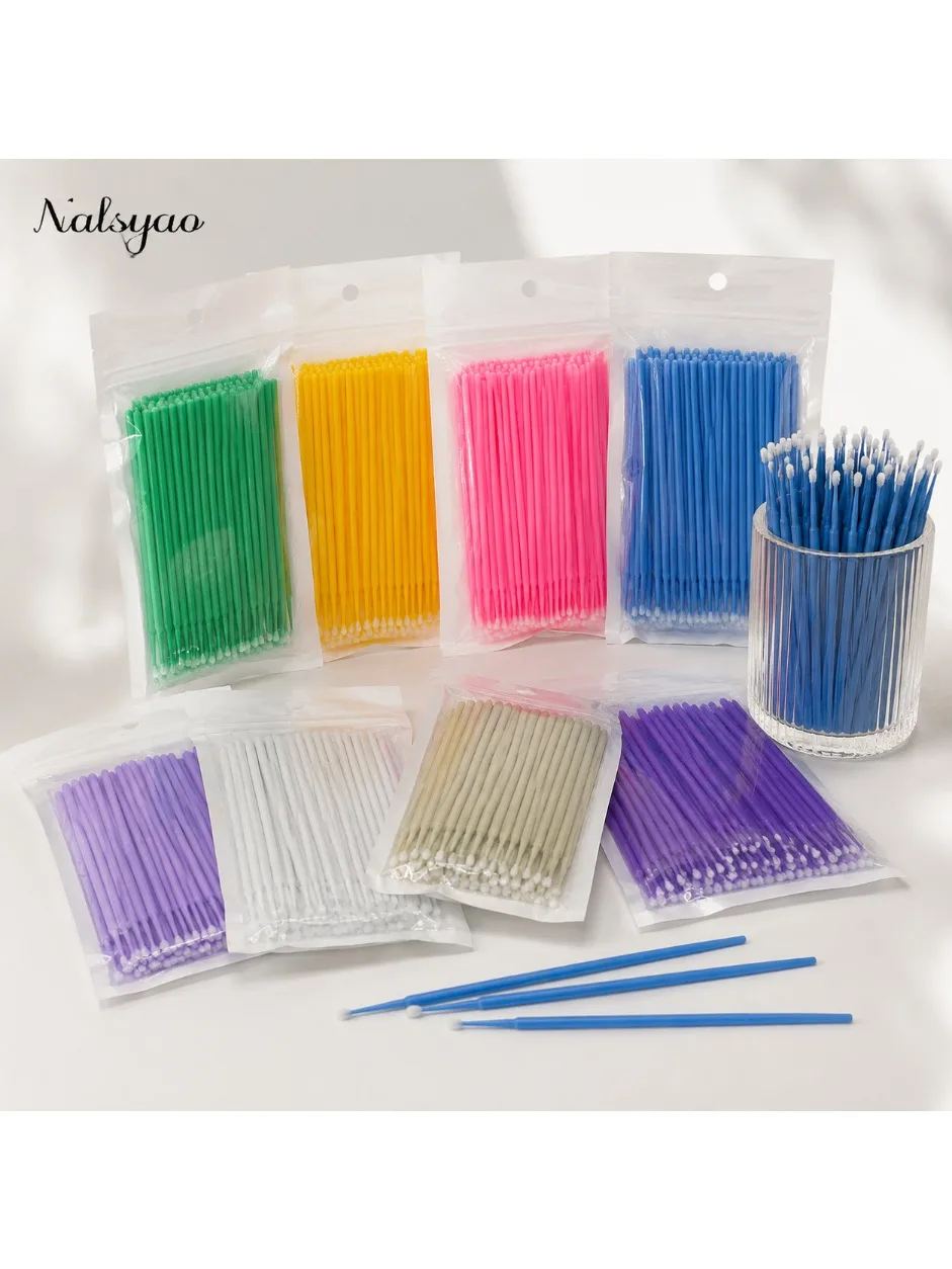 100pcs Disposable MicroBrush Eyelashes Extension Individual Lash Removing Swab Micro Brush Eyelash Extensions