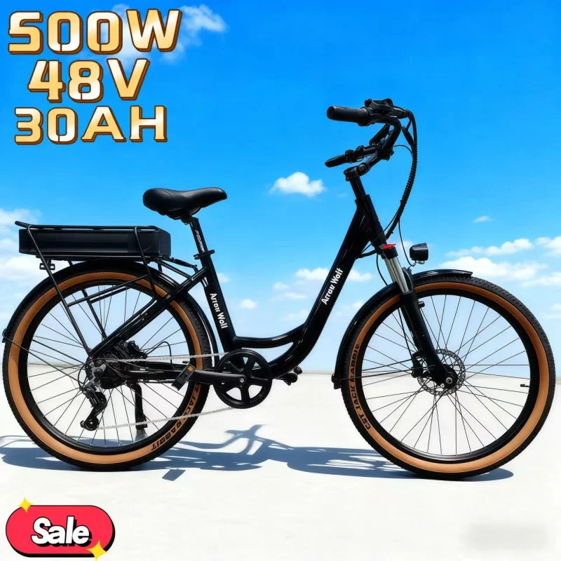 

500W high-efficiency electric bicycle, 26-inch 48V 30AH battery life, worry-free travel, suitable for peripheral travel