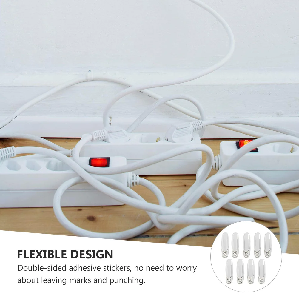 

Wall Mounted Socket Holder Abs Plastic Power Strip Fixator No Punch Adhesive Mounting Extension Cord Hanger For Home