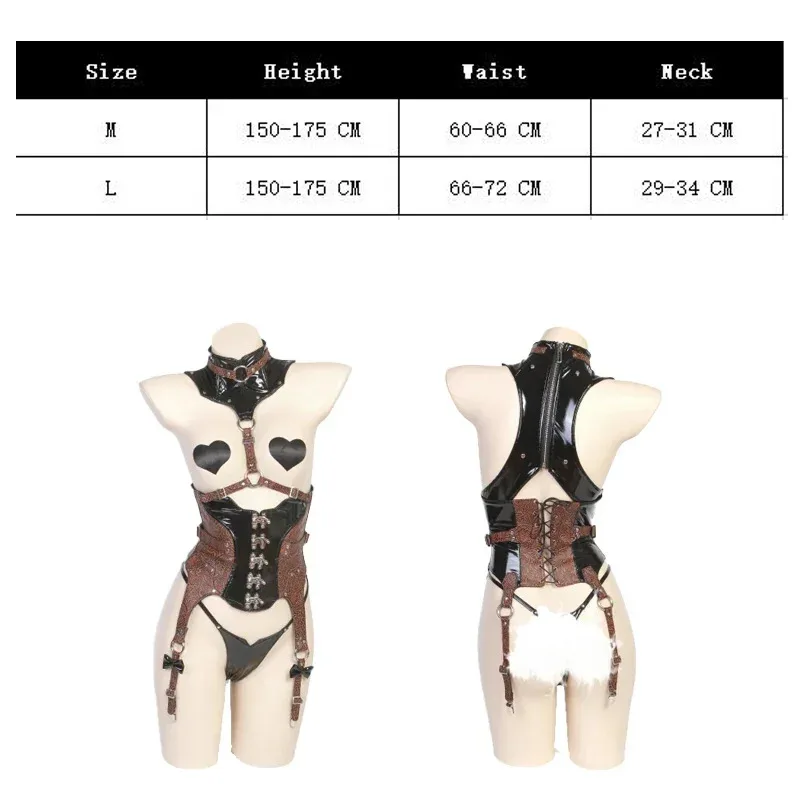 مثير الظلام عهد الذئب صديقة ألبيدو تأثيري حلي فستان من الجلد يوتار مطاطا كلاك الكلب هالوين ازياء للنساء