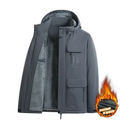 Winter Fleece Jas Mannen Capuchon Dikke Warme Trenchcoats Mannen Mode Windjack Casual Suede Jassen Hip Hop Streetwear 5XL Jas