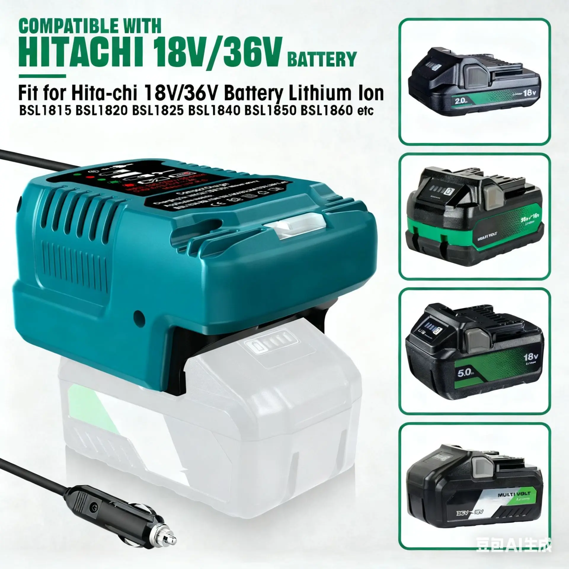 Mini Compact Car Charger DC 12V/24V Li-ion Battery Cigarette Lighter Plug With LED For Makita/Milwaukee 18V Battery BL1860BL1830