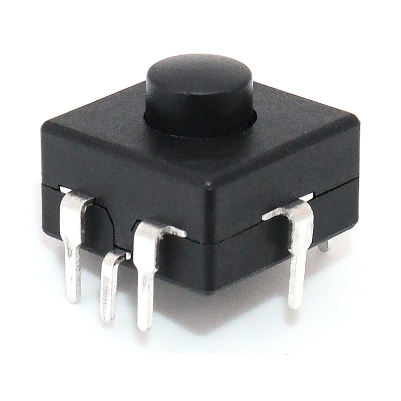 100pcs 12*12*9 locking button black 5PIN plug-in self-locking strong light flashlight switch key switch button switch