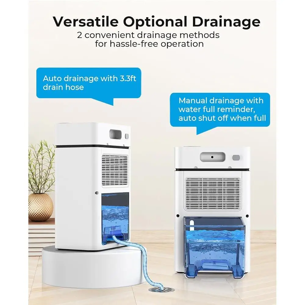 เครื่องลดความชื้นแบบพกพาบ้าน 1000 ตร.ฟุต 88 ออนซ์ถังท่อระบายน้ําการทํางานที่เงียบสงบโหมดสลีปปิดอัตโนมัติ LED Night Light