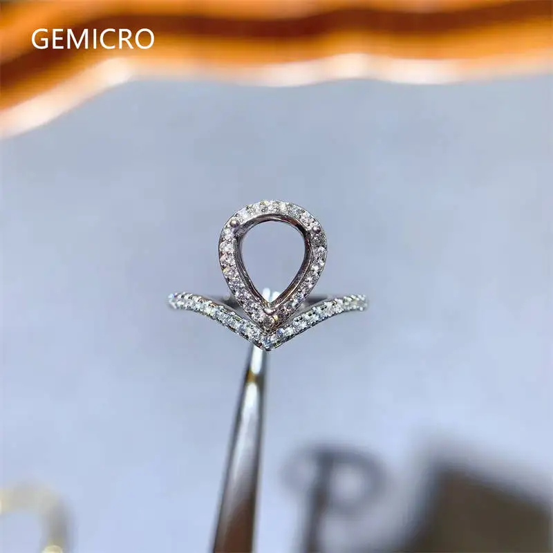 

L Inlay 7X9mm Elliptic Stone S925 Sterling Silver Ring Pendant Set Holder DIY Empty Support Fine Charm Jewelry Women Accessory