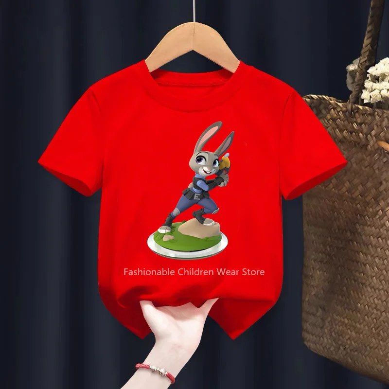 Fun in the Sun with Disney Zootopia T-shirt Adorable Cartoon Print Cotton Casual Short Sleeve Tops for Boys Girls Summer Styles