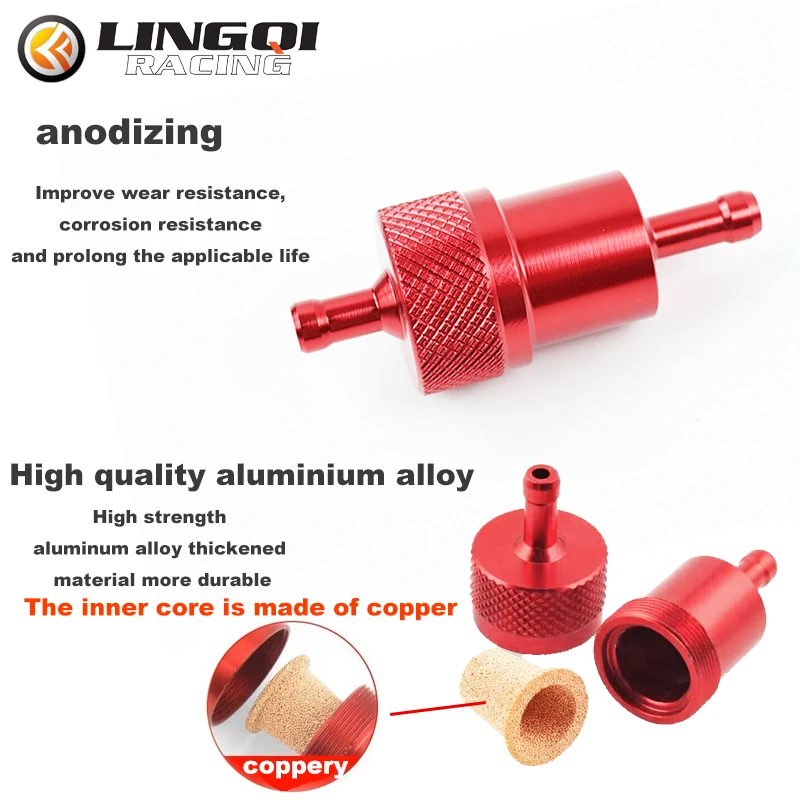 LYNNCHI CNC Aluminum Copper Core Motorcycle Gas Fuel Gasoline Oil Filter Moto Accessories For ATV Dirt Pit Bike Motocross Parts