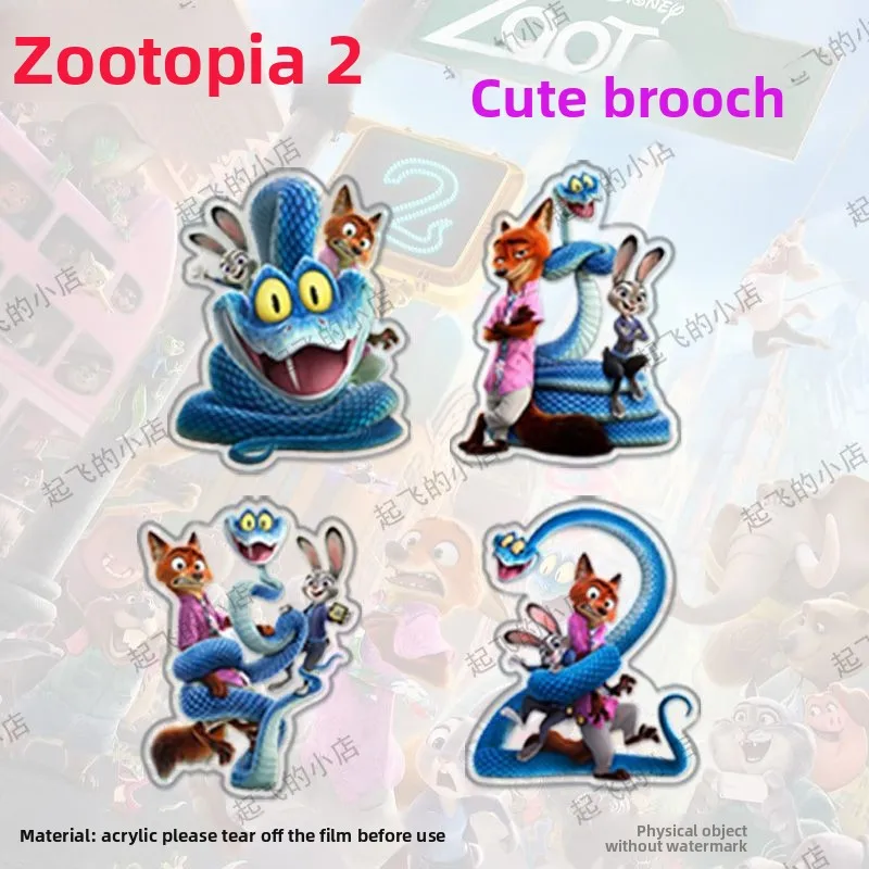 

Товары из фильма Disney Zootopia 2, милая акриловая брошь с героями мультфильмов, креативный персонализированный студенческий рюкзак, кулон, значок, подарок
