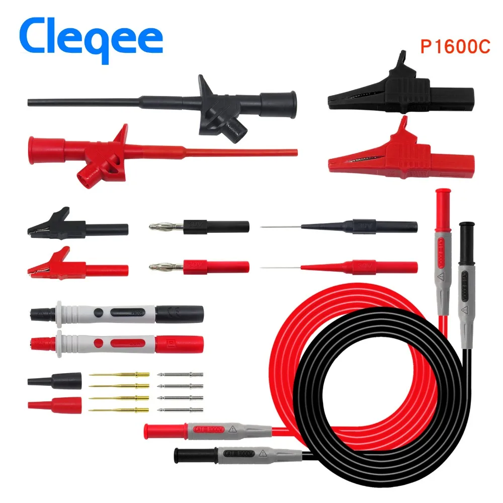 Cleqee P1600C/D/E/F Pluggable Multimeter Probe Probes Test Lead Kit Kits Automotive Probe Set IC Test Hook Compatible With Fluke