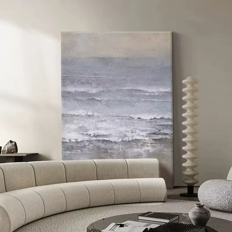 

Wave Abstract Texture Hanging Picture,Grey Style Modern Living Room Decoration,100% Handmade,Wall Art Canvas,Sofa Background Wal