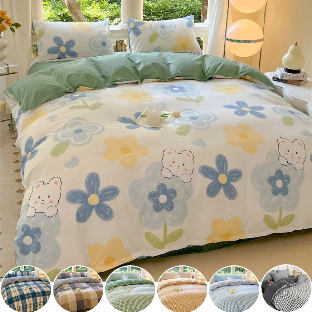 Sheet Four-piece Quilt Cover Fall and Winter Single Student Dormitory of Brushed Single Piece Quilt Cover Cartoon Bedding Set