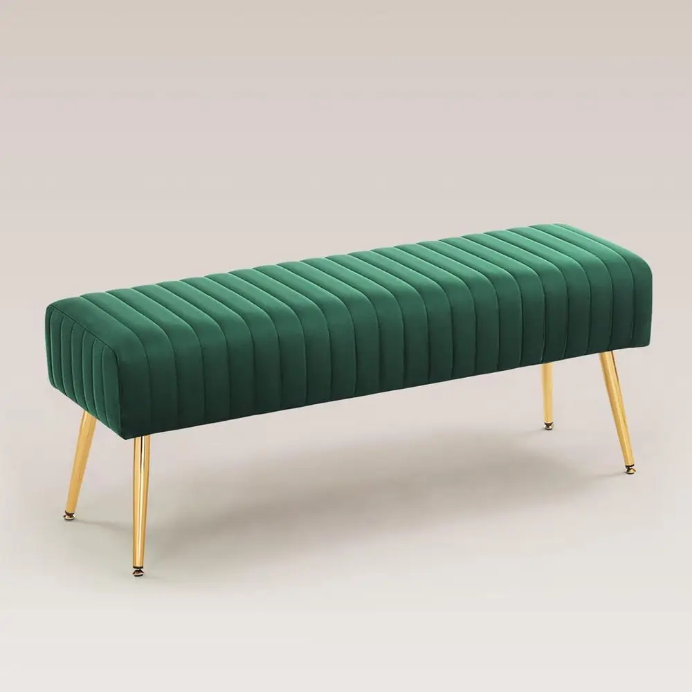 

44 Ottoman Bench with Gold Legs, Comfortable Footrest and Tufting for Living Room, Bedroom, or Entryway Customized