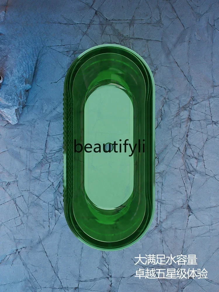 Y AT อ่างอาบน้ําโปร่งใส เรซินยืนฟรีในครัวเรือน อพาร์ทเมนต์ขนาดเล็ก อ่างอาบน้ําสีวงรี อ่างอาบน้ําโฮมสเตย์ของโรงแรม