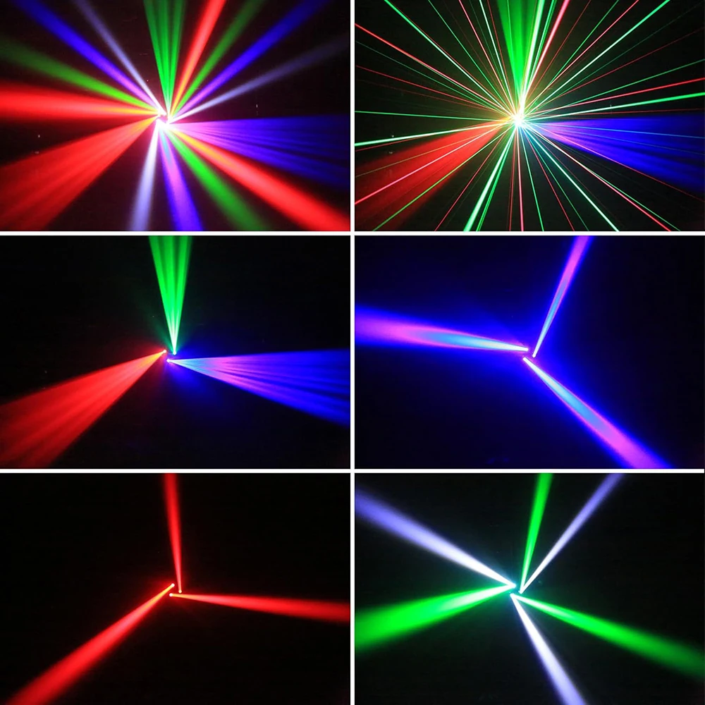 Sechsarmiger Rotierender Disco-Laser mit LED-Mustern, Bühnenbeleuchtung mit Fernbedienung und DMX512 für Hochzeiten und Festivals – Detail 4