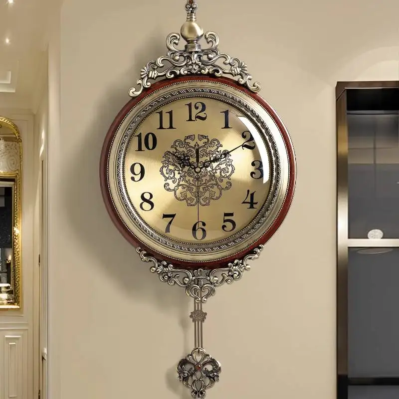 Luxury Wooden Large Wall Clock Frame Vintage Design Decoration Wall Clock Bedroom Aesthetic Nordic Reloj De Pared Decor Items