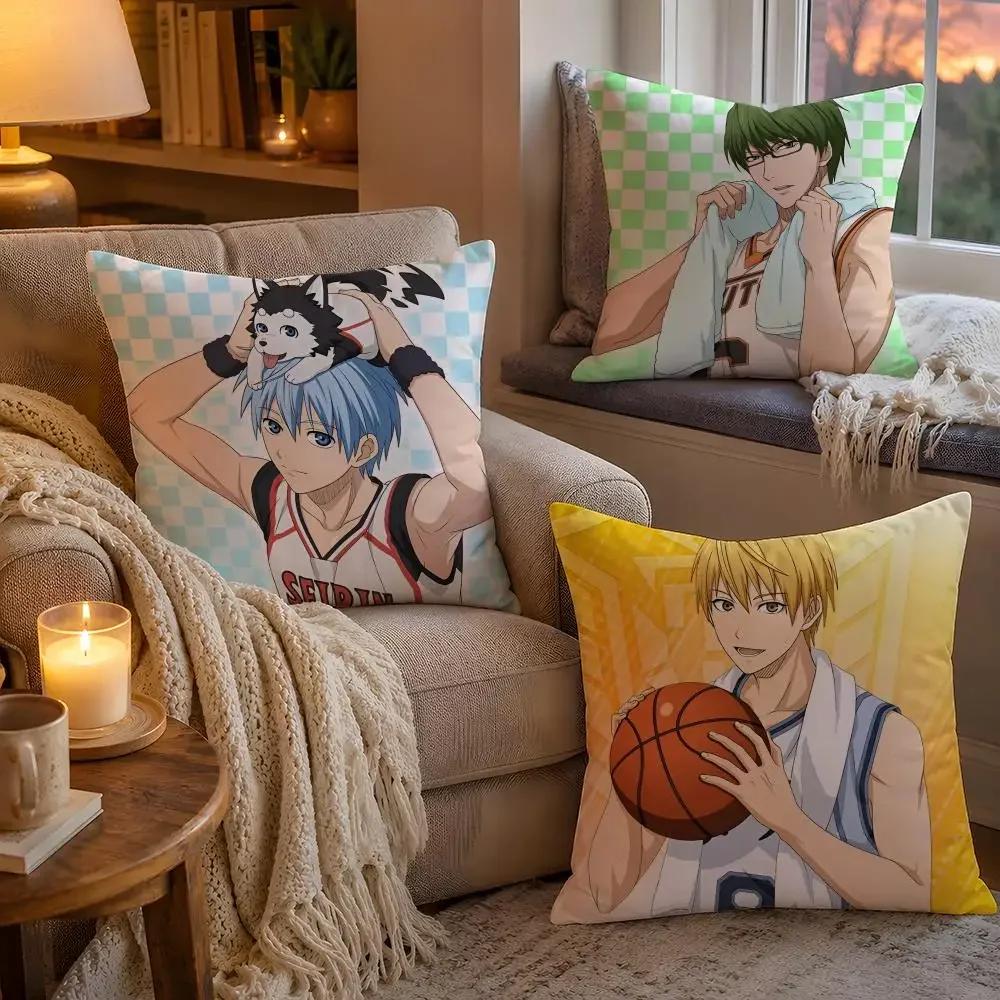 Hot Anime K-Kuroko's Basketball Cushion Cover Pillow Cover Soft Plush Fabric Removable Washable Sofa Chair Bed Decoration