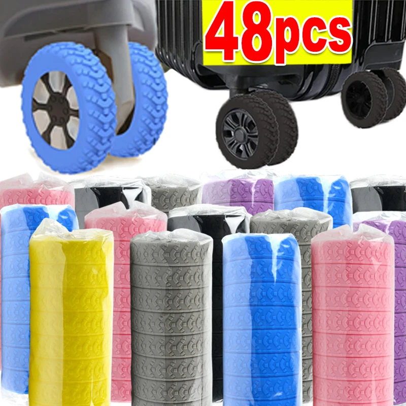 8/48pcs Thicken Texture Silicone Wheels Protector For Luggage Reduce Noise Travel Luggage Wheels Cover Luggage Accessories