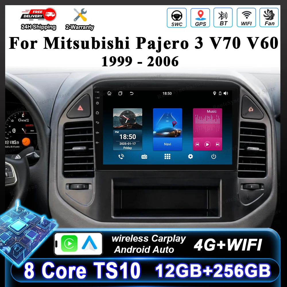 

Radio Stereo Android 16 Carplay For Mitsubishi Pajero 3 V70 V60 1999 -2006 Car Dvd Multimidia Video Player GPS Navigation WIFI