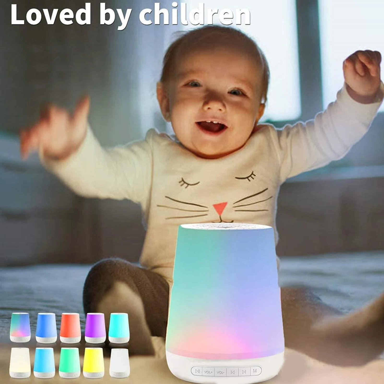 

Desktop White Noise Machine Baby Sleep Sound Machine Colorful Night Lights 28 Soothing Sounds 30min/60min/90min Timer