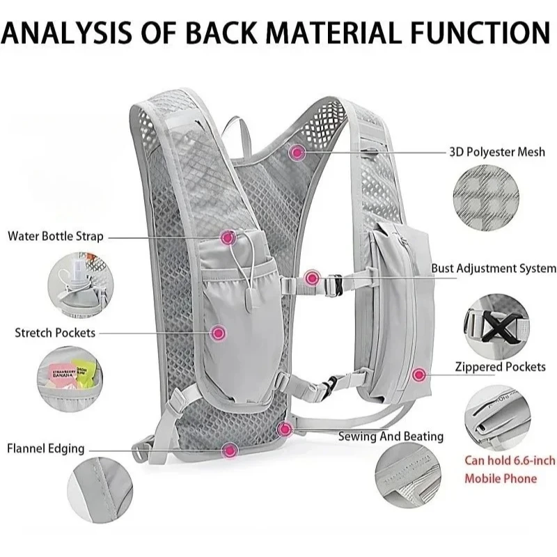5L Ultra-light Hydration Vest Backpack Men Waterproof Skin Breathable Running Backpack for Cycling Run Gym Bag Back Pack