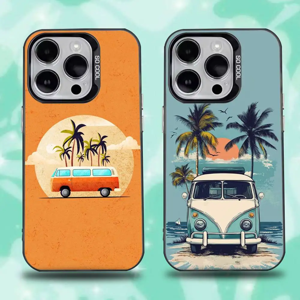 

Combi Van Surfs Phone Case For iPhone 16,15,14,13,12,11,Pro,Max,Plus,Mini,XS,SE Anti Fall Black Matte Hard Bumper