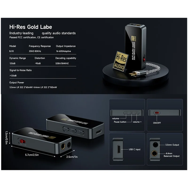 APPLIA-HIFI Decodering Hoofdtelefoonversterker BJ10 Draagbare USB HIFI DAC CS43131 Decodering Chip