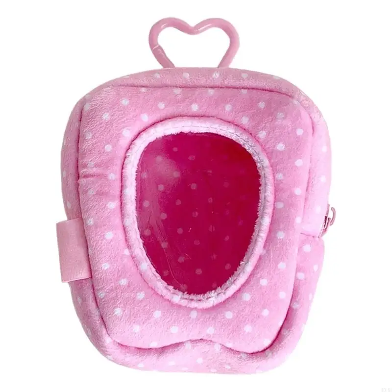 Clip-On Mini Storage with Clear Window, Plush-Look with Heart Clip for Keys, Earbuds, Small Items B03E