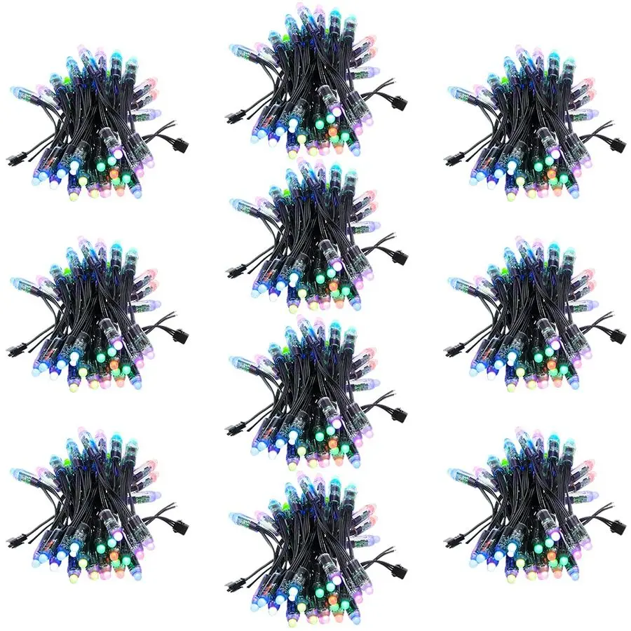 WS2811 RGB LED بكسل ضوء قابل للعنونة بشكل فردي 12 مللي متر منتشر كامل اللون رصاصة بكسل تيار مستمر 5 فولت IP68 مقاوم للماء 500 قطعة للخارجية