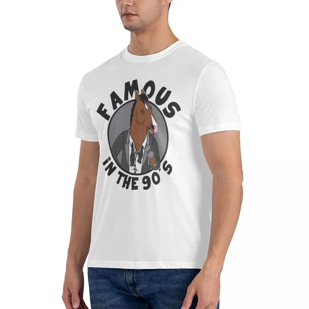 Men T-Shirt Famous In The 90's Leisure 100% Cotton Tees Short Sleeve B-BoJack Horsemans T Shirt Round Collar Tops Printing