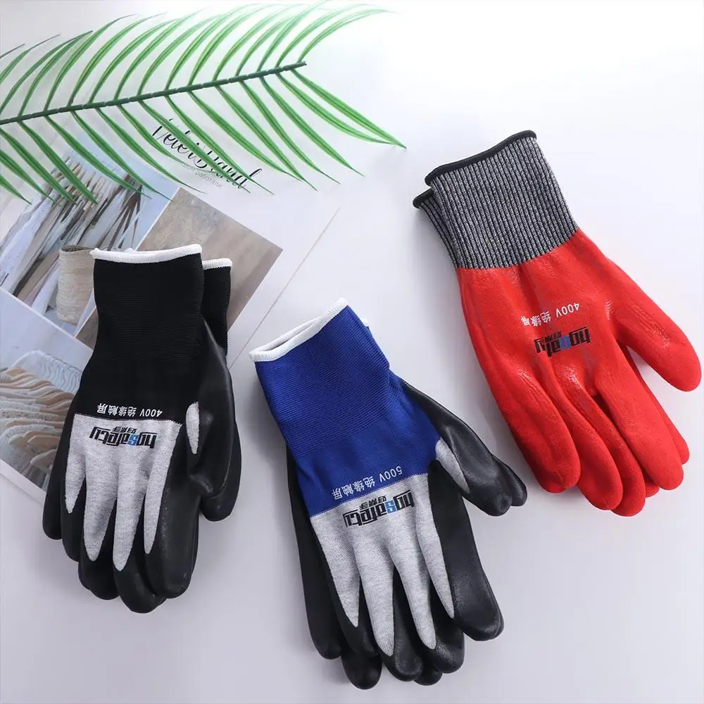 Withstanding Voltage 400V/500V Electrical Insulating Gloves Oil Proof Touch Screen Anti-Electricity Gloves Safety Nitrile
