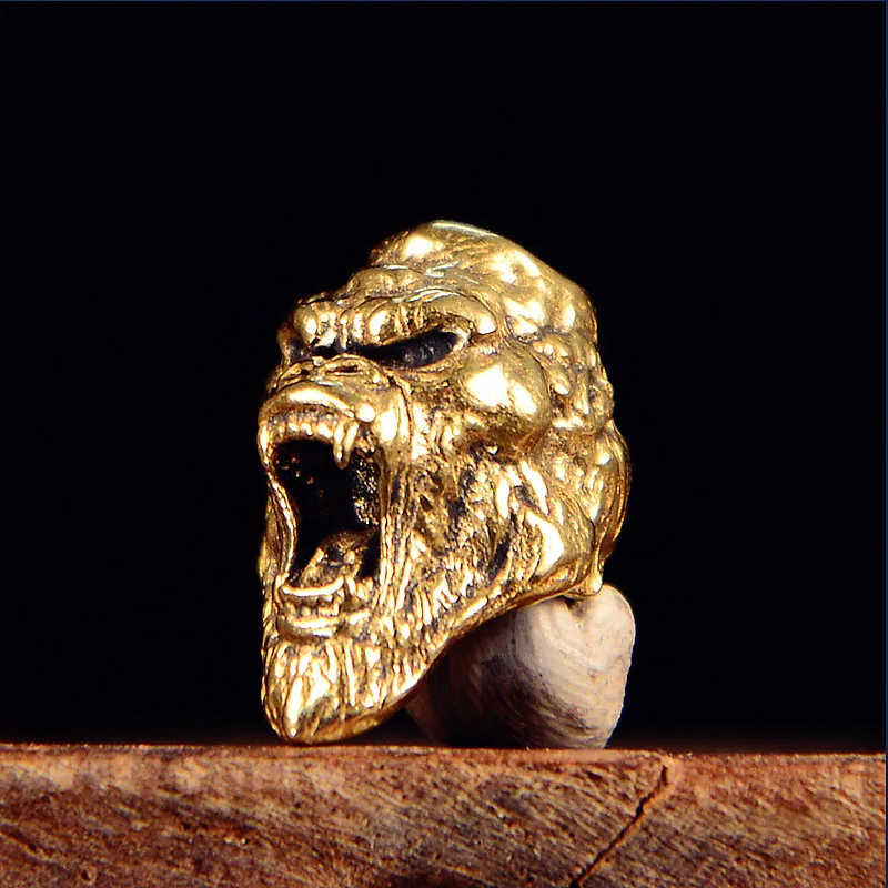 Roaring Gorilla Head Brass Knife Bead EDC DIY Paracord Woven Bracelets Lanyard Pendants Accessories Outdoor Tool Hangings Charms