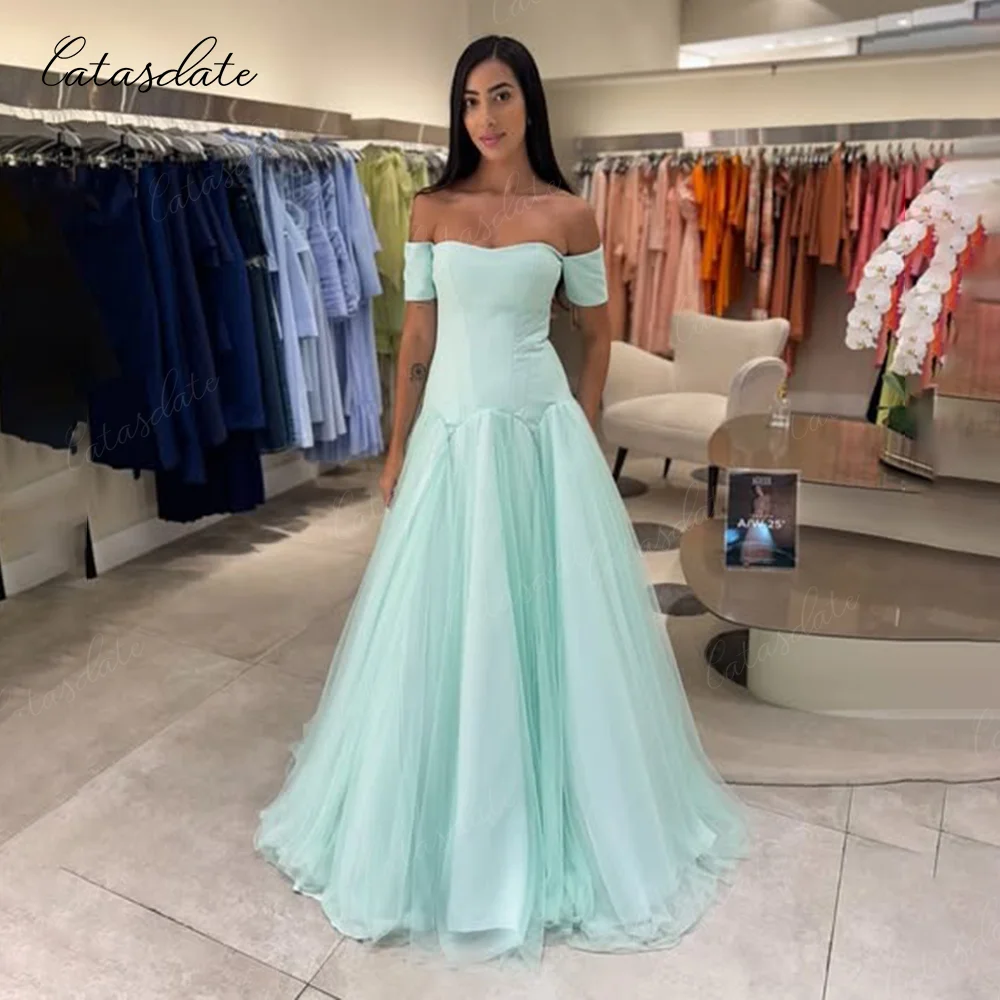 

Catasdate трапециевидное платье для выпускного вечера с открытыми плечами, вечерние платья для женщин, платье для свадебной вечеринки, платья de fiesta по индивидуальному заказу