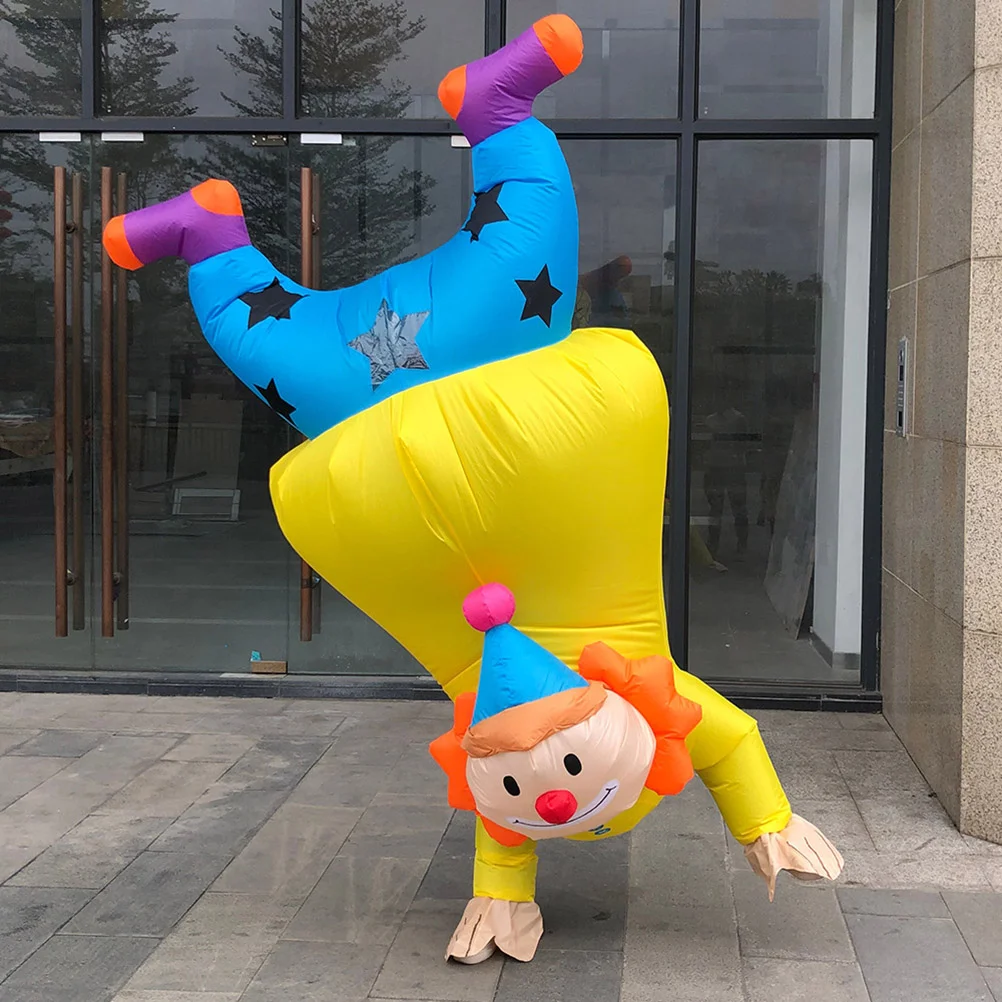 ตลก Handstand Clown เครื่องแต่งกายผู้ใหญ่ Blow up ชุด Upside Down Clown Carnival แฟนซีชุดของขวัญสําหรับเทศกาล Party Perfo