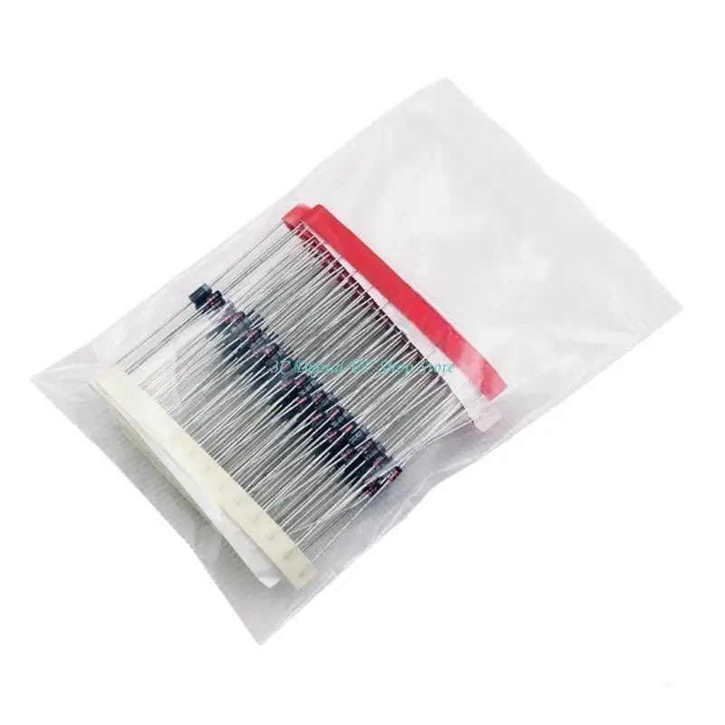 E74D 100pcs/مجموعة الثنائيات 1N4148 1N4007 FR207 1N5819 1N5399 FR107 1N5408 1N5822 دبوس مستقيم متماثل للإلكترونيات DIY